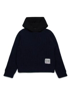 N°21 Contrasting Hooded Wool-blend Sweater