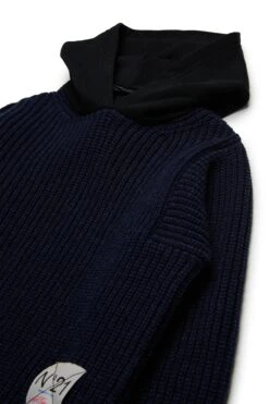 N°21 Contrasting Hooded Wool-blend Sweater -Bambini Abbigliamento Negozio N2108LN04530N824 03