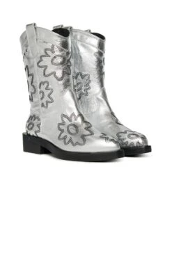 Marni Leather Cowboy Boots With Flowers -Bambini Abbigliamento Negozio W00304WW001AH91D 02