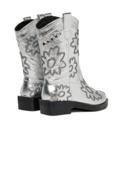Marni Leather Cowboy Boots With Flowers -Bambini Abbigliamento Negozio W00304WW001AH91D 03